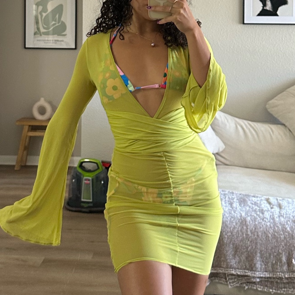 Oh Polly olive swim cover up dress